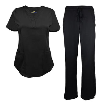 Ladies Stretch V Neck Scrub Set