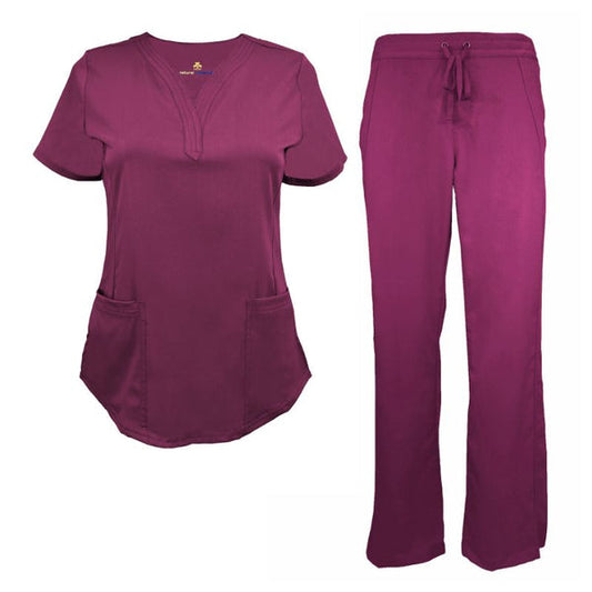 Ladies Stretch V Neck Scrub Set