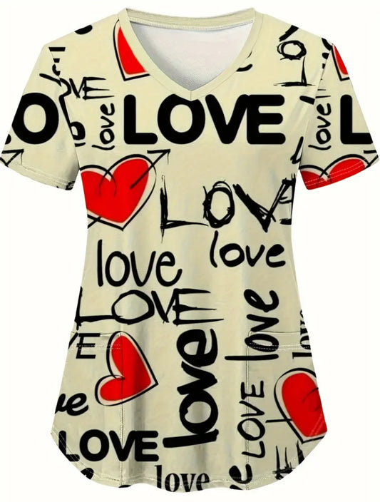 Printed Scrub Top