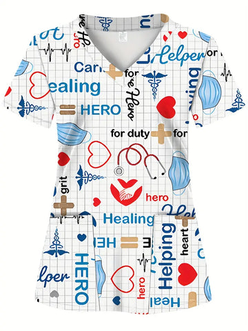 White Base Healing HERO, Two Pockets, Women'S Medical Uniform